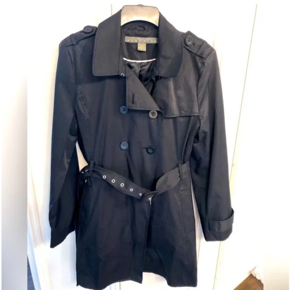 Kenneth Cole Reaction Black Belted Trench Coat